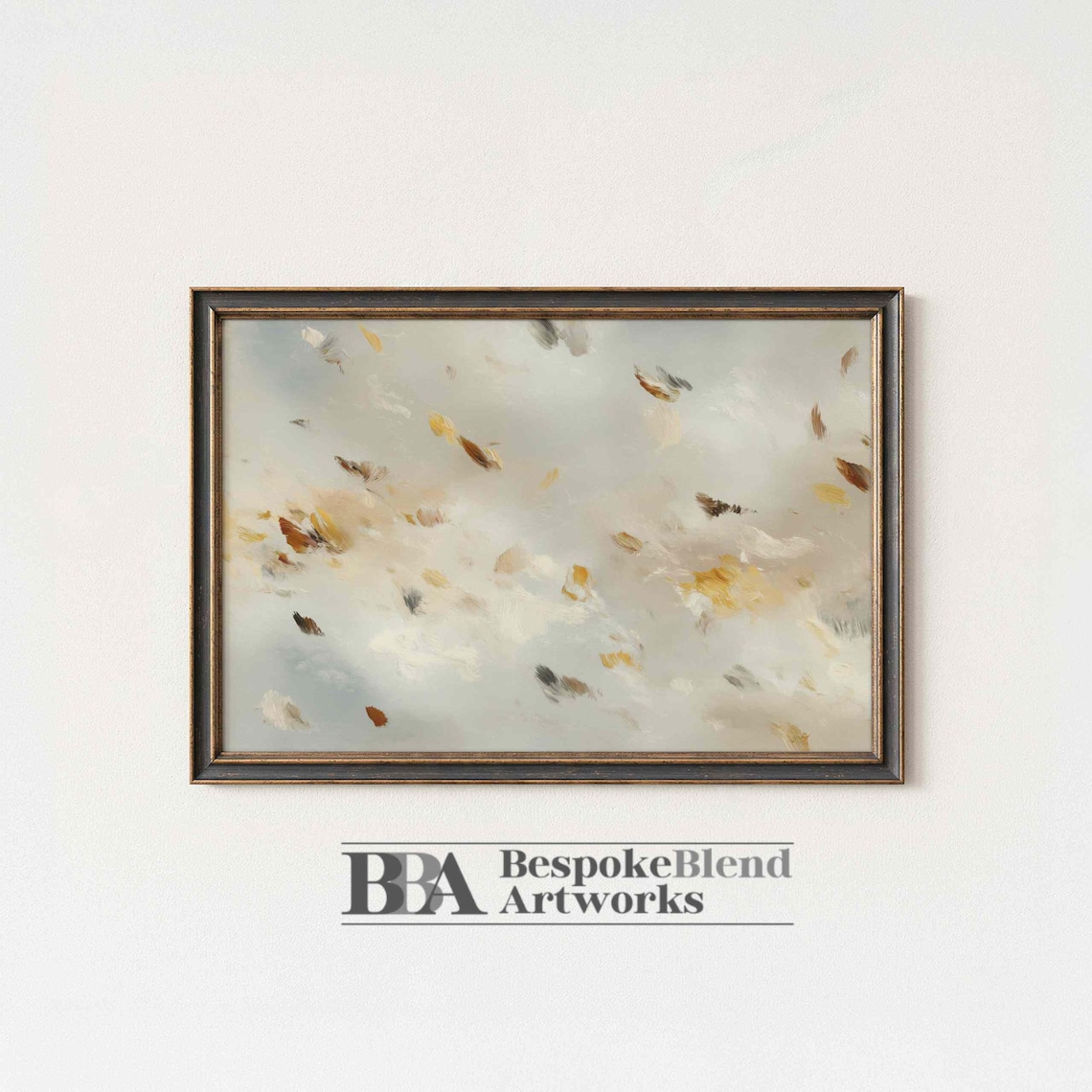 Minimalist Abstract Brushstrokes Warm Neutral Tones Japandi Style Poster