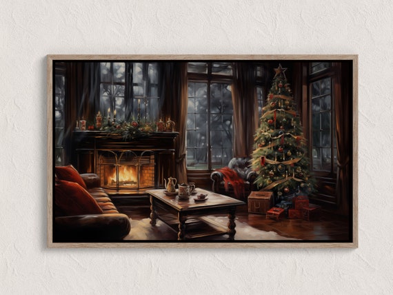 Winter Landscape Oil Painting Cozy Snowy Forest Wall Art Decor For Living Room Seasonal Artwork