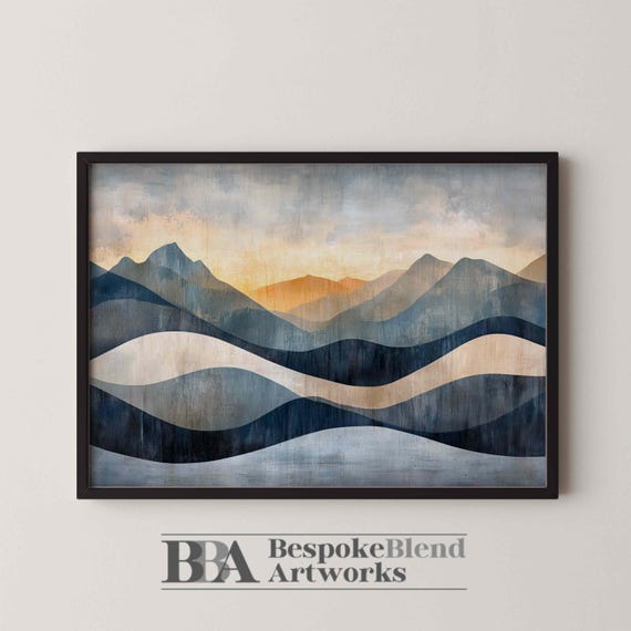 Modern Mountain Landscape Wall Art Abstract Sunset Painting For Rustic Bedrooms Contemporary Hallways Or Natureinspired Spaces
