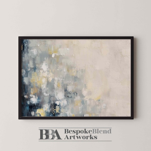 Neutral Abstract Wall Art Modern Textured Painting In Beige Gray And Yellow For Minimalist Or Contemporary Home Decor