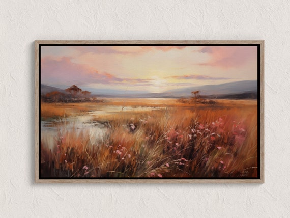 Autumn Landscape Print Fall Wall Art Vintage Style Oil Painting Country Farmhouse Scene