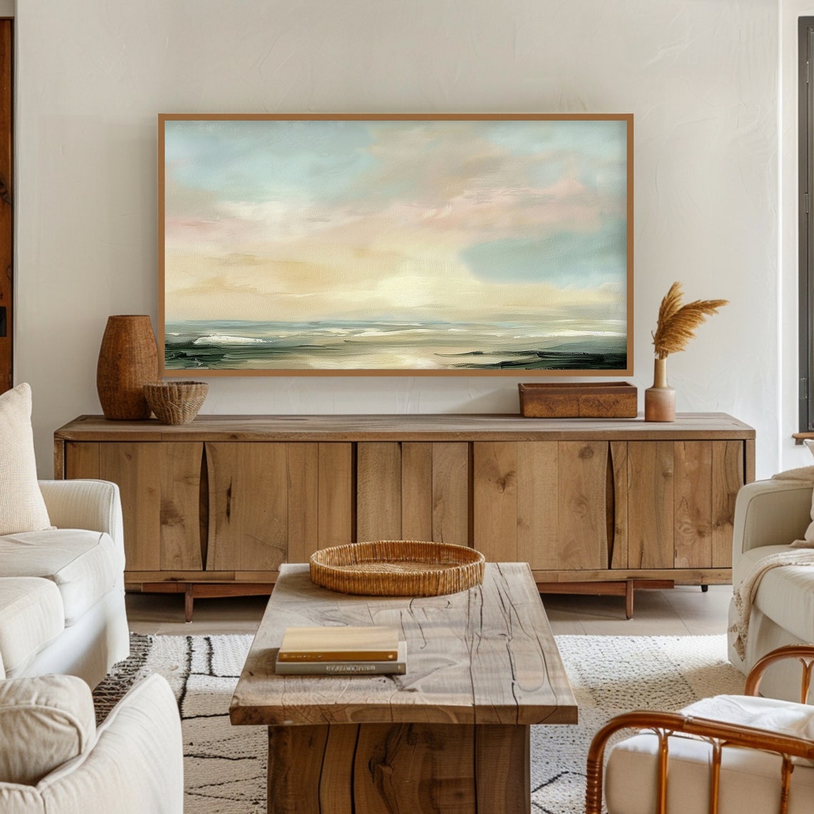 Abstract Ocean Seascape Soft Neutral Pastel Beach Horizon Poster - Image 5