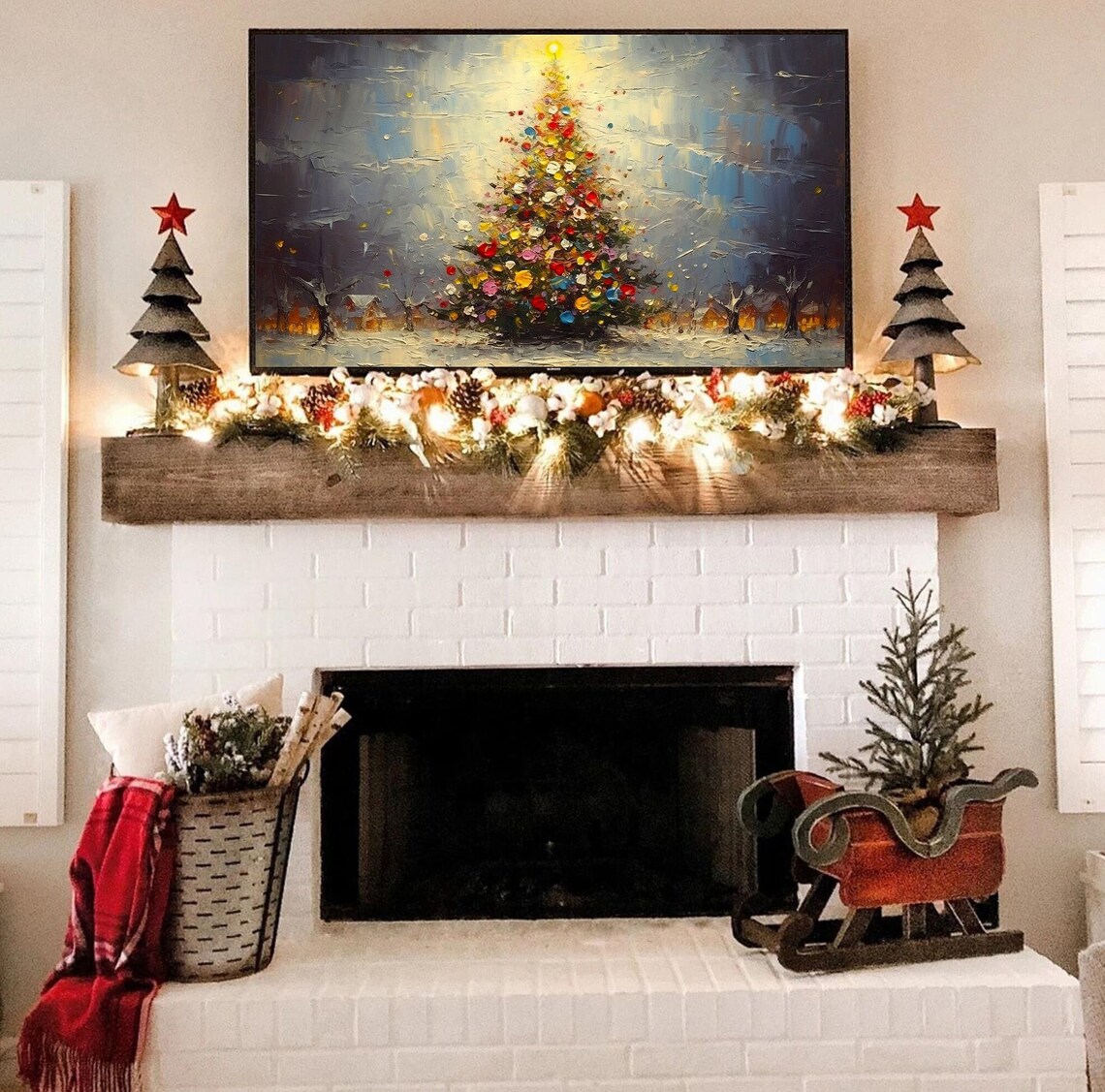 Vintage Christmas Tree Travel Poster, Winter Landscape - Image 2