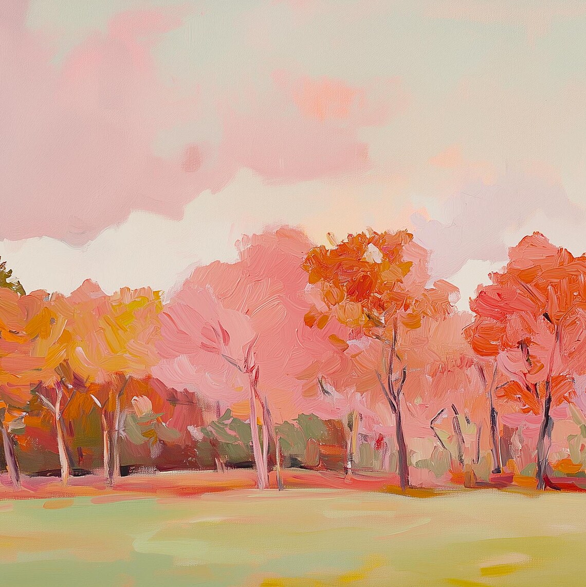 Pink Fall Abstract Landscape Art Print, Autumn - Image 2