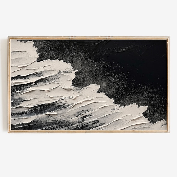 Abstract Beach Ocean Waves Art Print, Neutral Coastal