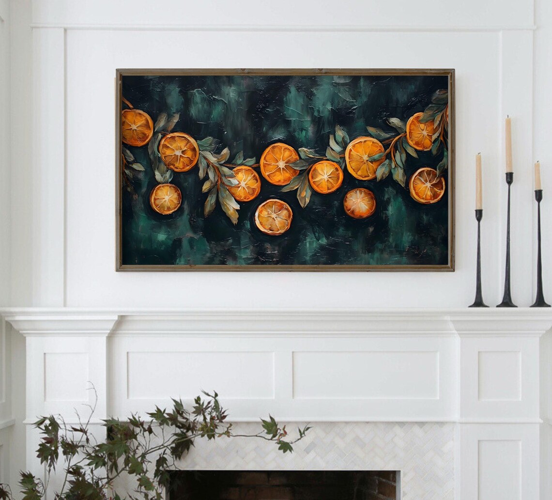 Vintage Christmas Botanical Citrus Garland Art Print - Image 3