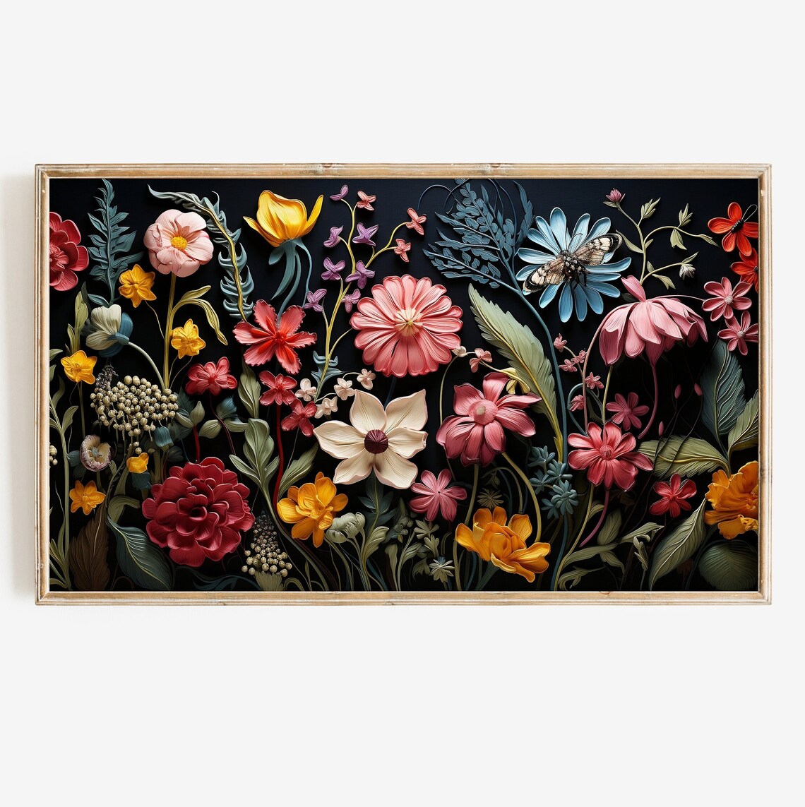 Wildflowers Butterfly Garden Spring Botanical Art Print