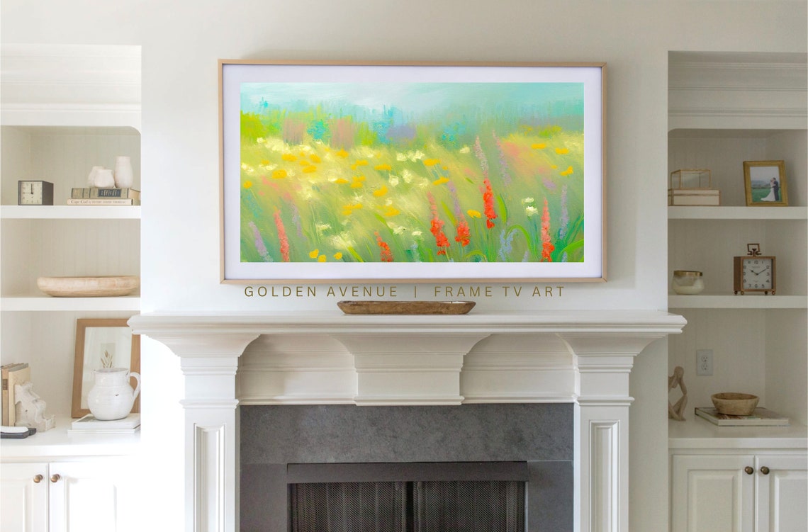 Sunny Wildflower Meadow Red Yellow Blooms Impressionist Poster - Image 3