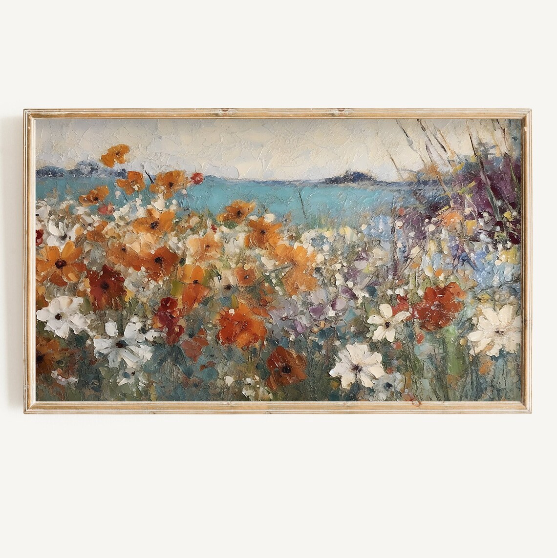 Spring Vintage Coastal Floral Landscape Art Print