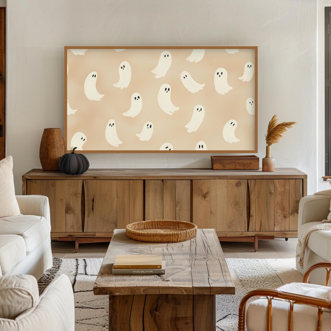 Halloween Ghost Modern Minimalist Boho Art Print - Image 3