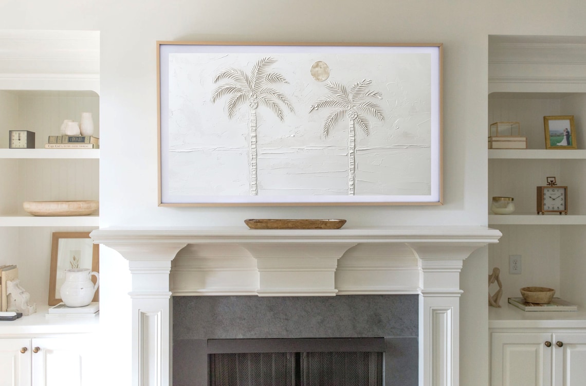 Minimalist Palm Tree Painting, Neutral Tropical Beach - Image 4