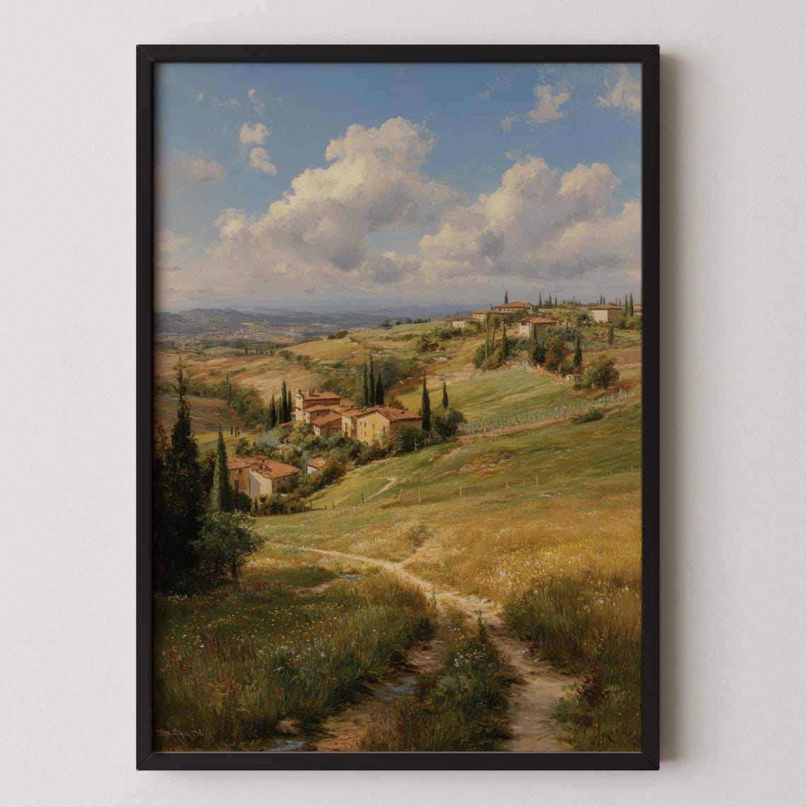 Florence Countryside Rolling Hills Villas Italian Landscape Art Poster