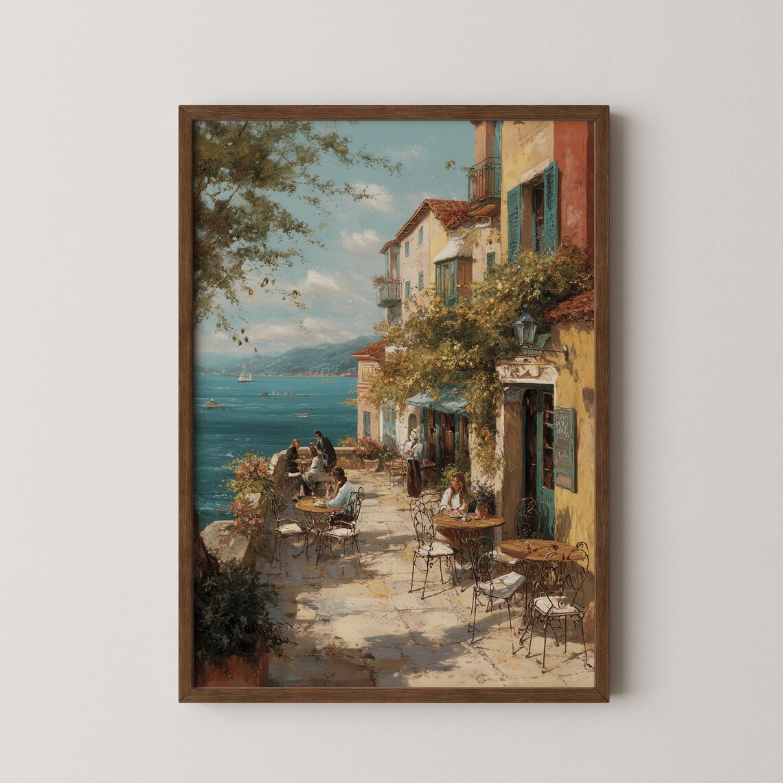Italian Riviera Seaside Cafe Terrace Mediterranean Summer Poster