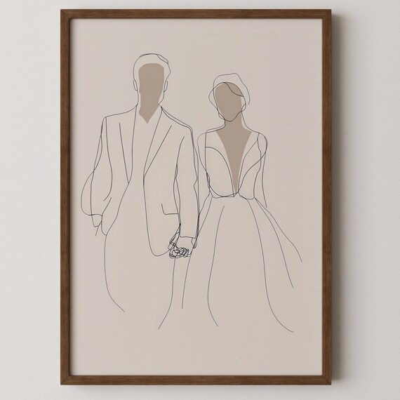 Minimalist Couple Line Art Print Modern Abstract Home Decor