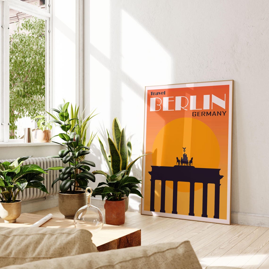 Berlin Germany Travel Poster Brandenburg Gate Sunset Silhouette Print - Image 2