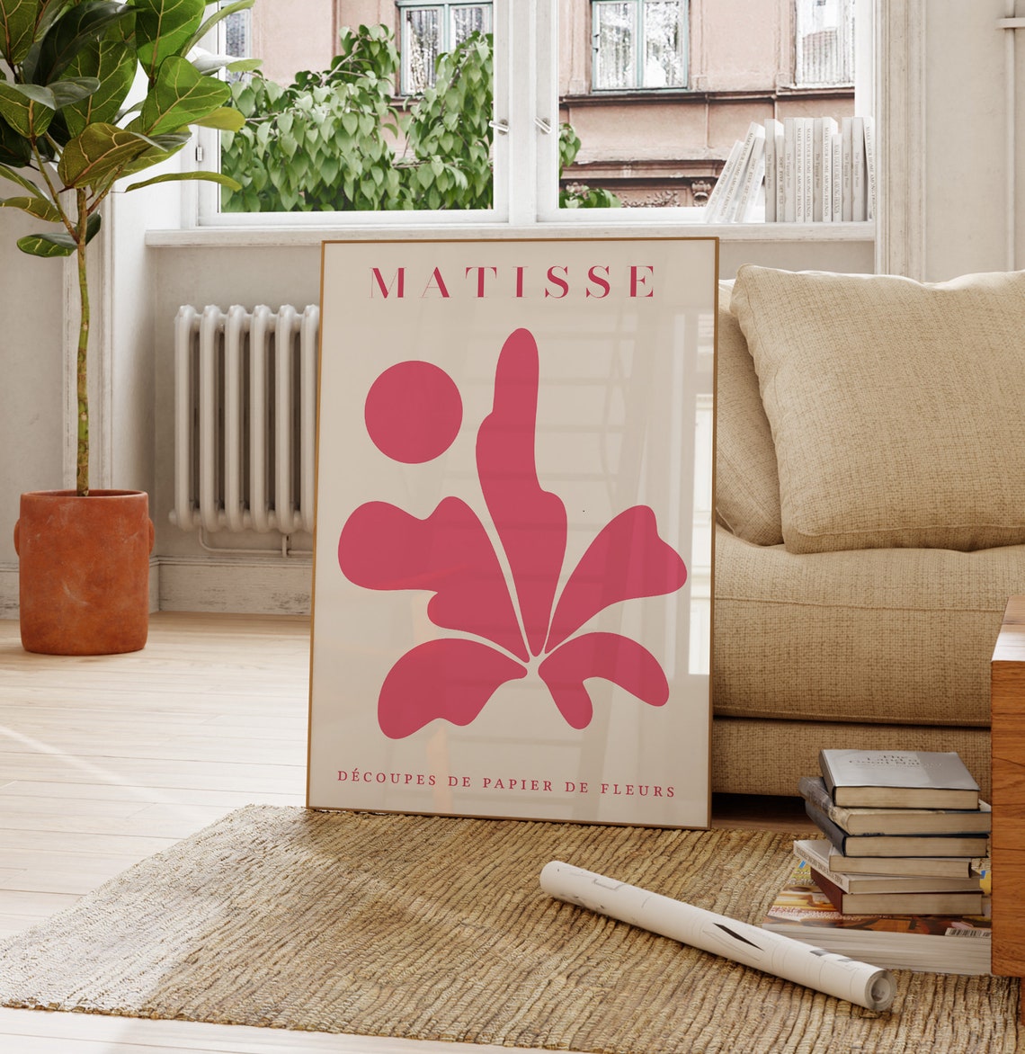 Henri Matisse Pink Paper Cut Out Flower Minimalist Art Poster - Image 5