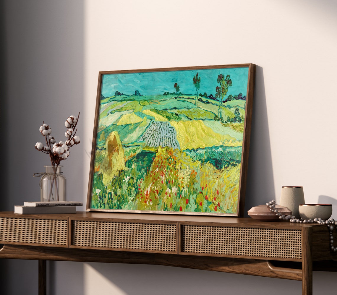 Van Gogh Green Wheat Field Landscape Auvers Thick Brushstroke Art - Image 2