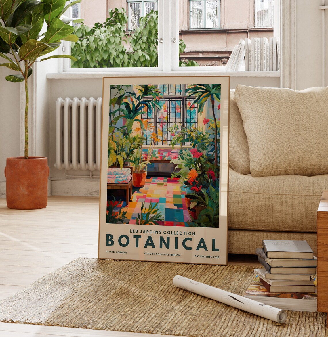 Les Jardins Botanical Conservatory Colorful London Floral Art Poster - Image 3