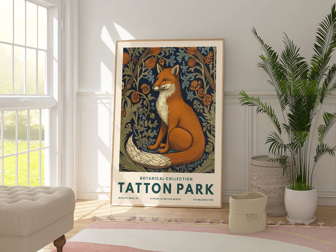 Tatton Park Botanical Collection Fox William Morris Style Nature Poster - Image 2