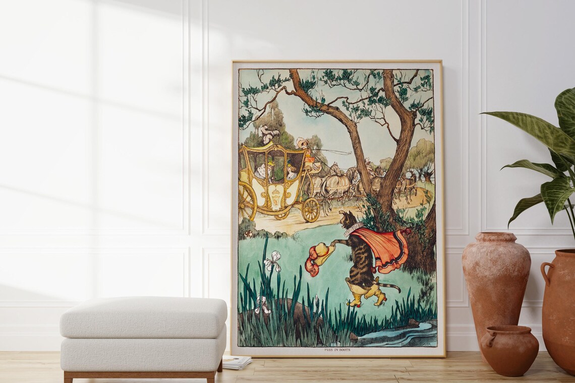Puss In Boots Vintage Storybook Illustration Fairy Tale Cat Art Print - Image 4