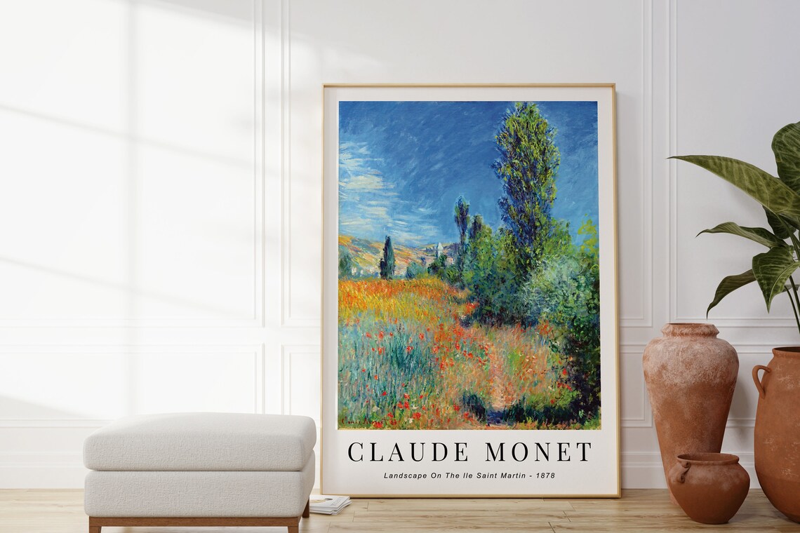 Claude Monet Landscape Ile Saint Martin 1878 Poppy Meadow Poplars Poster - Image 4