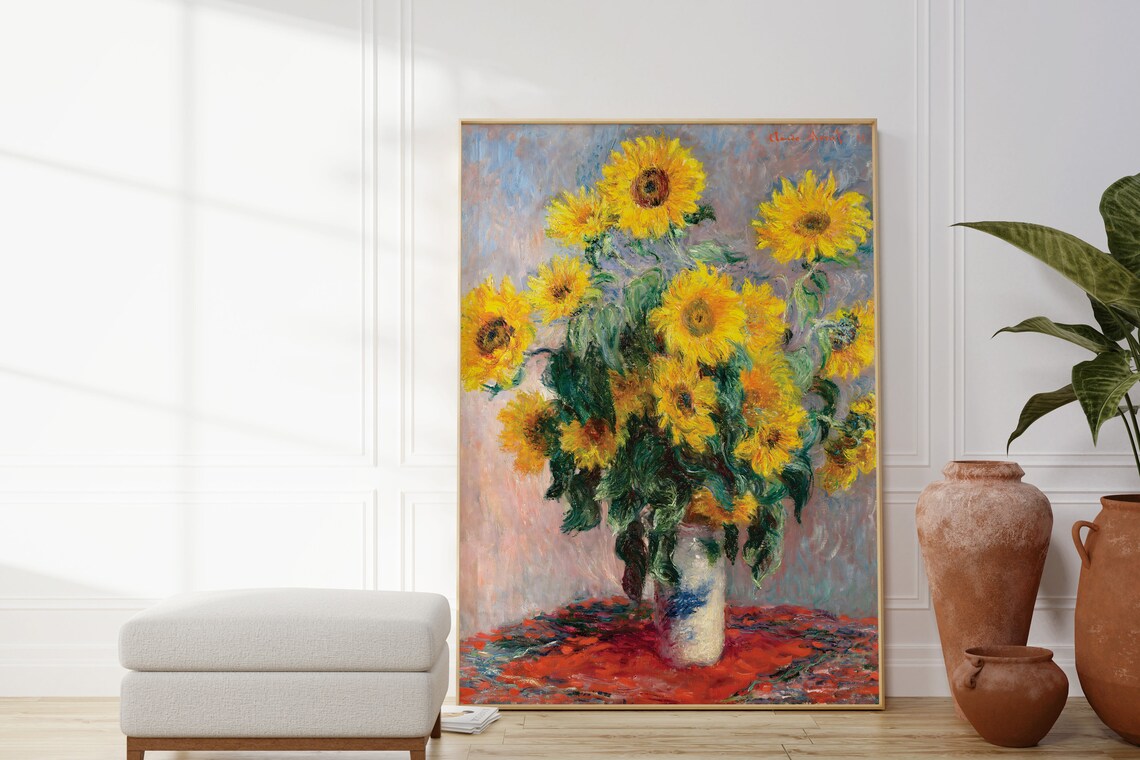 Claude Monet Bouquet Of Sunflowers 1881 Impressionist Floral Still Life Poster - Image 4