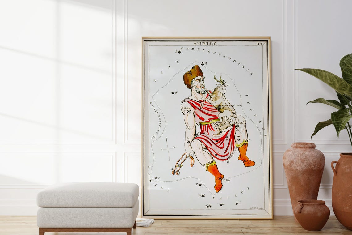 Auriga Star Map Print Celestial Poster Constellation Artwork Astronomy Wall Art Decor Astrological Original Gift Idea Personalised Art - Image 4