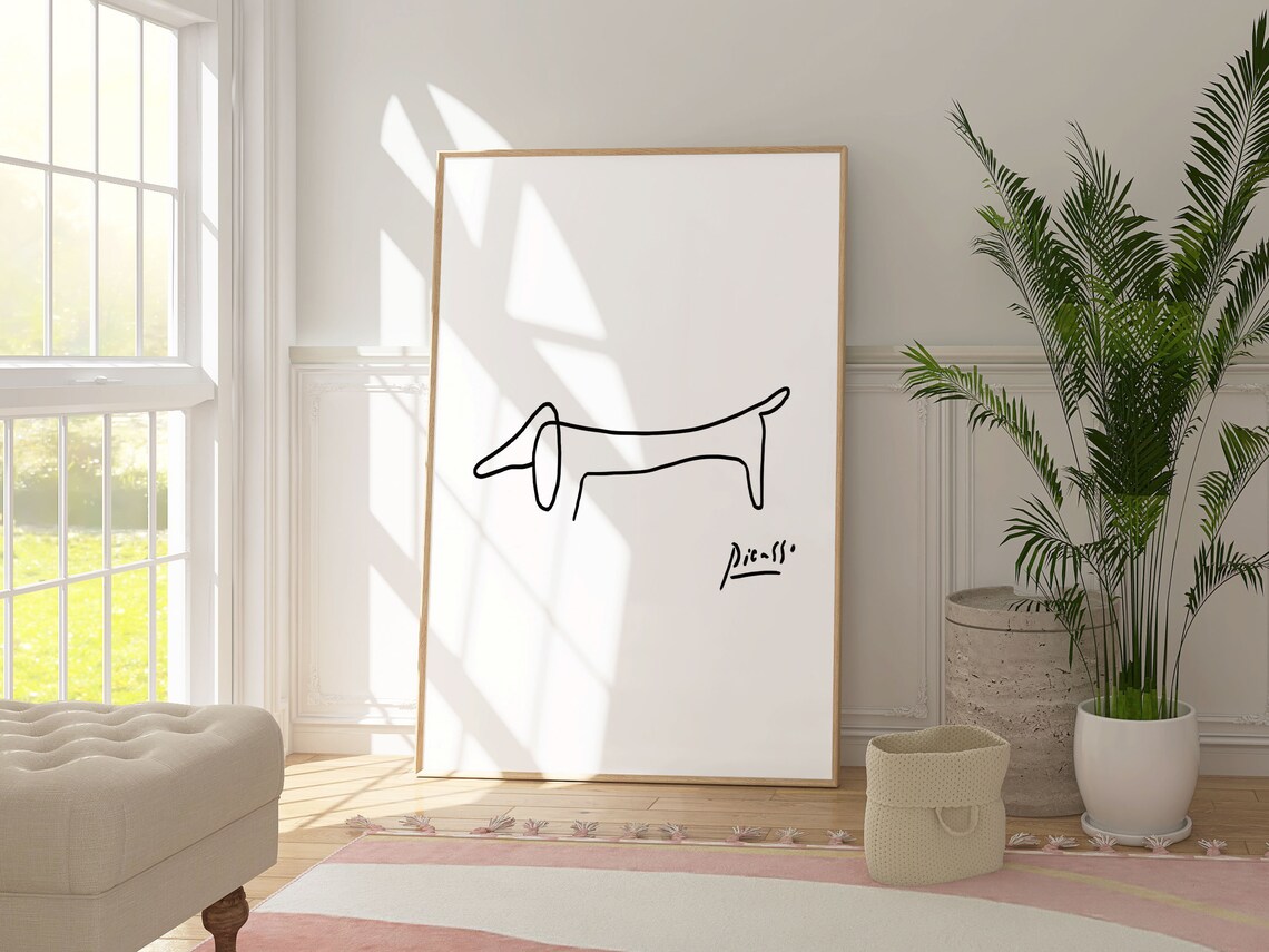 Picasso Sausage Dog Minimalist Art Print, Modern - Image 5