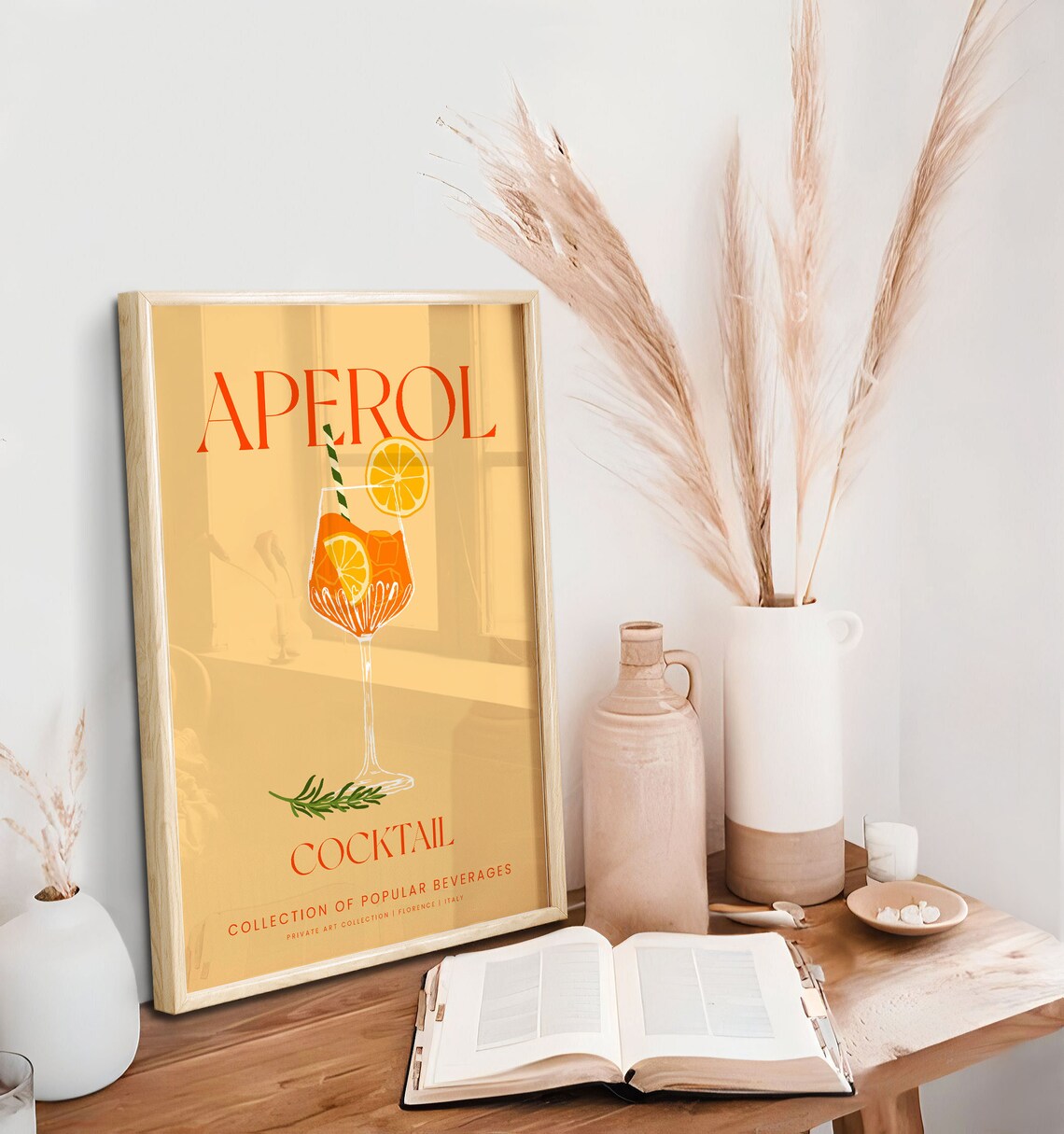Aperol Spritz Cocktail Illustration Elegant Orange Bar Wall Art Poster - Image 4