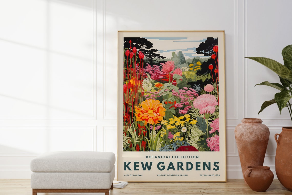 Kew Gardens Flower Garden Red Pink Blooms Botanical Art Poster - Image 4
