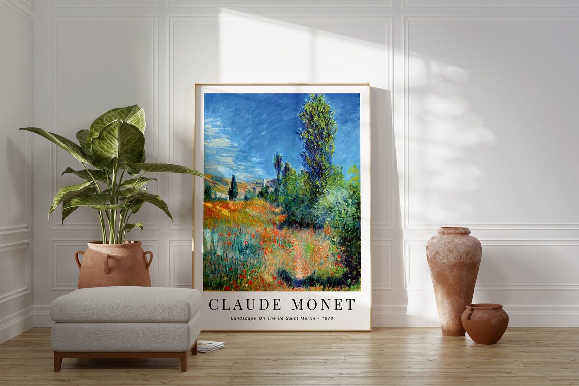 Claude Monet Landscape Ile Saint Martin 1878 Poppy Meadow Poplars Poster - Image 3