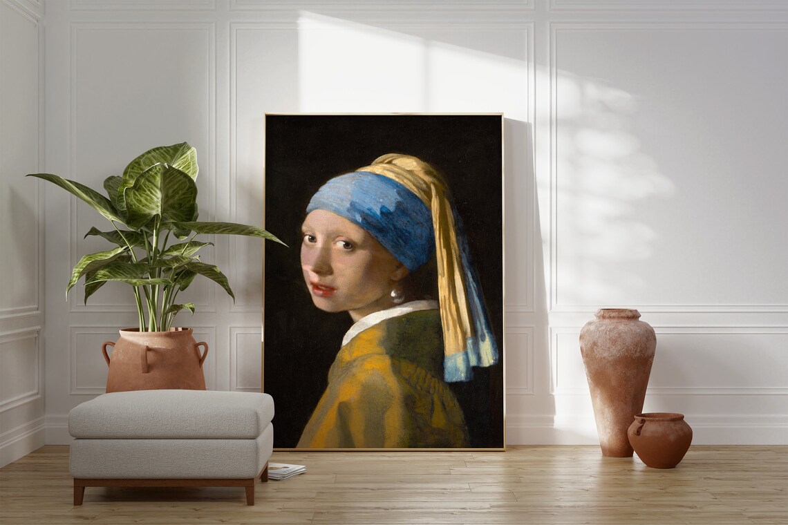 Vermeer Girl with a Pearl Earring Dutch Golden Age Portrait Print - Image 2
