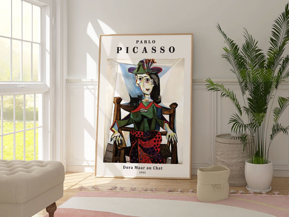 Pablo Picasso Dora Maar au Chat 1941 Famous Cubist Portrait Poster - Image 3