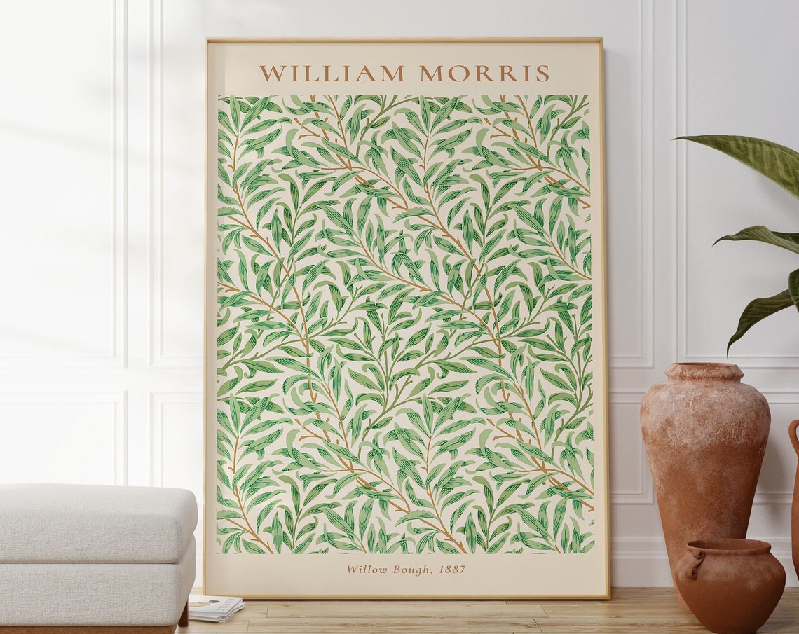William Morris Willow Bough 1887 Green Willow Leaf Pattern Wall Art