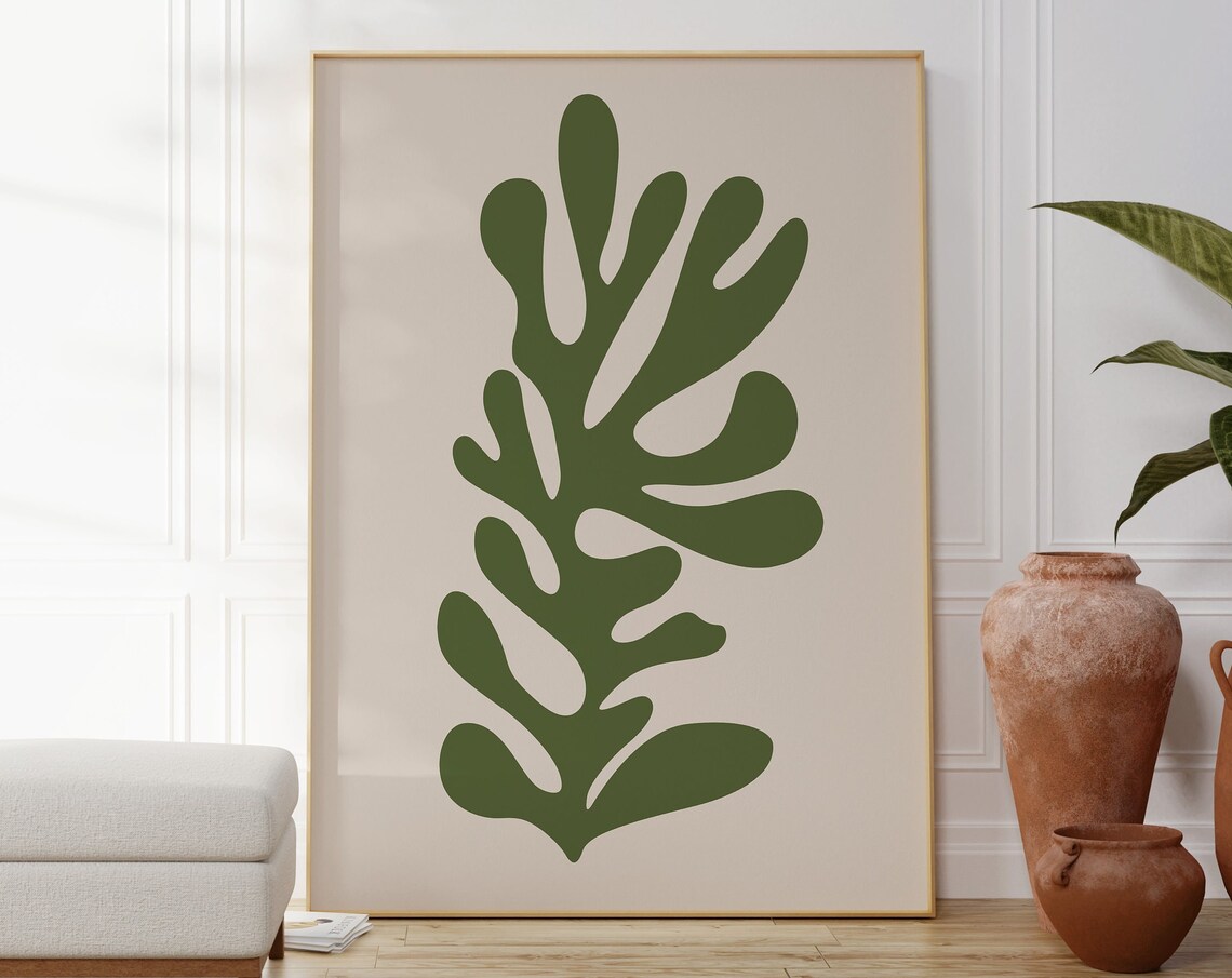 Matisse Sage Green Abstract Floral Wall Art Print, Minimalist - Image 6