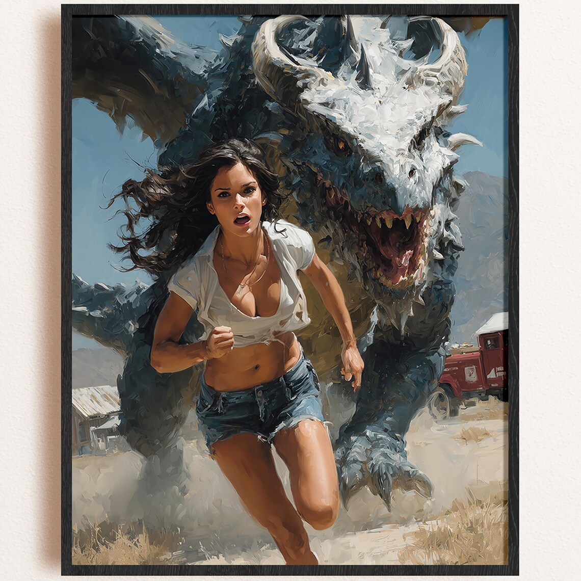 Epic Dragon Pursuit Fantasy Adventure Scene