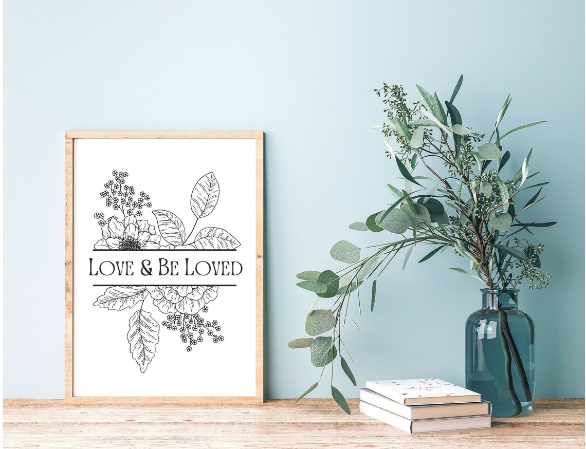 Love Be Loved Botanical Wildflowers Line Art Print - Image 5