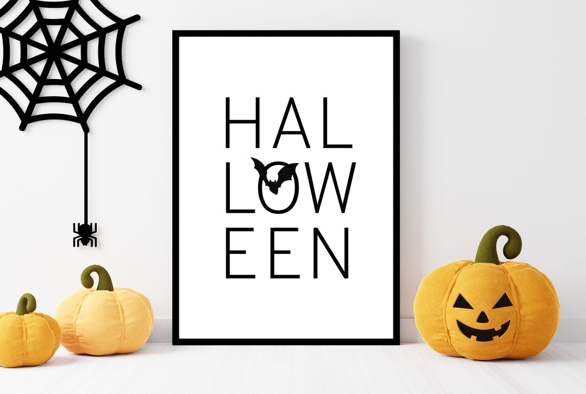 Halloween Bat Typography Minimalist Spooky Decor Wall Decor Poster - Image 2