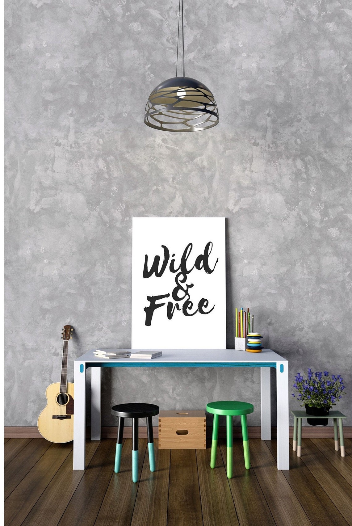 Wild and Free Minimalist Brush Script Black on White Typography Poster - Image 4