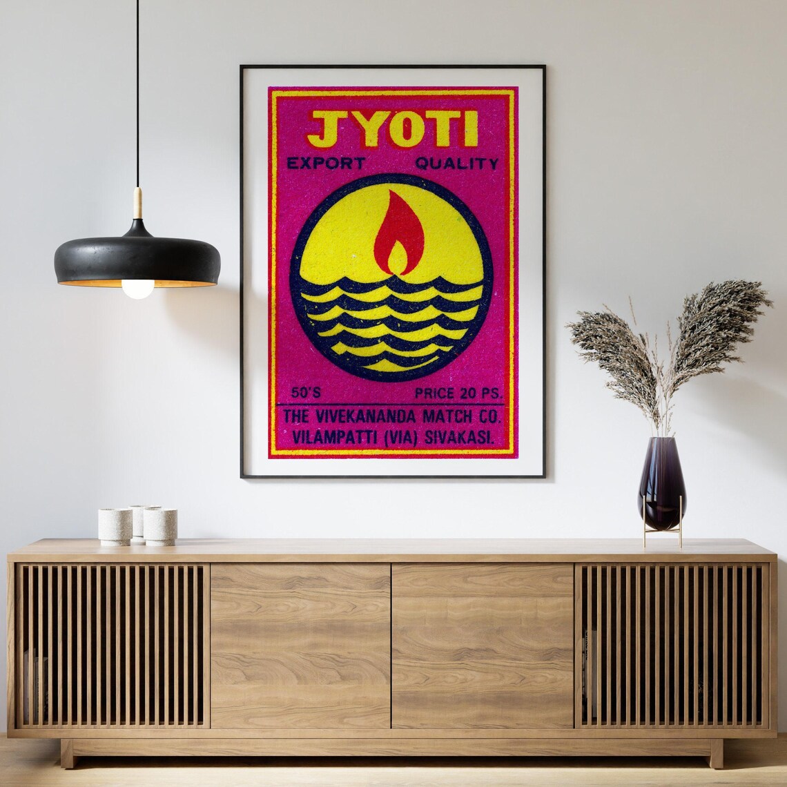 Red Flame Matchbox Vintage India Art Poster - Image 4