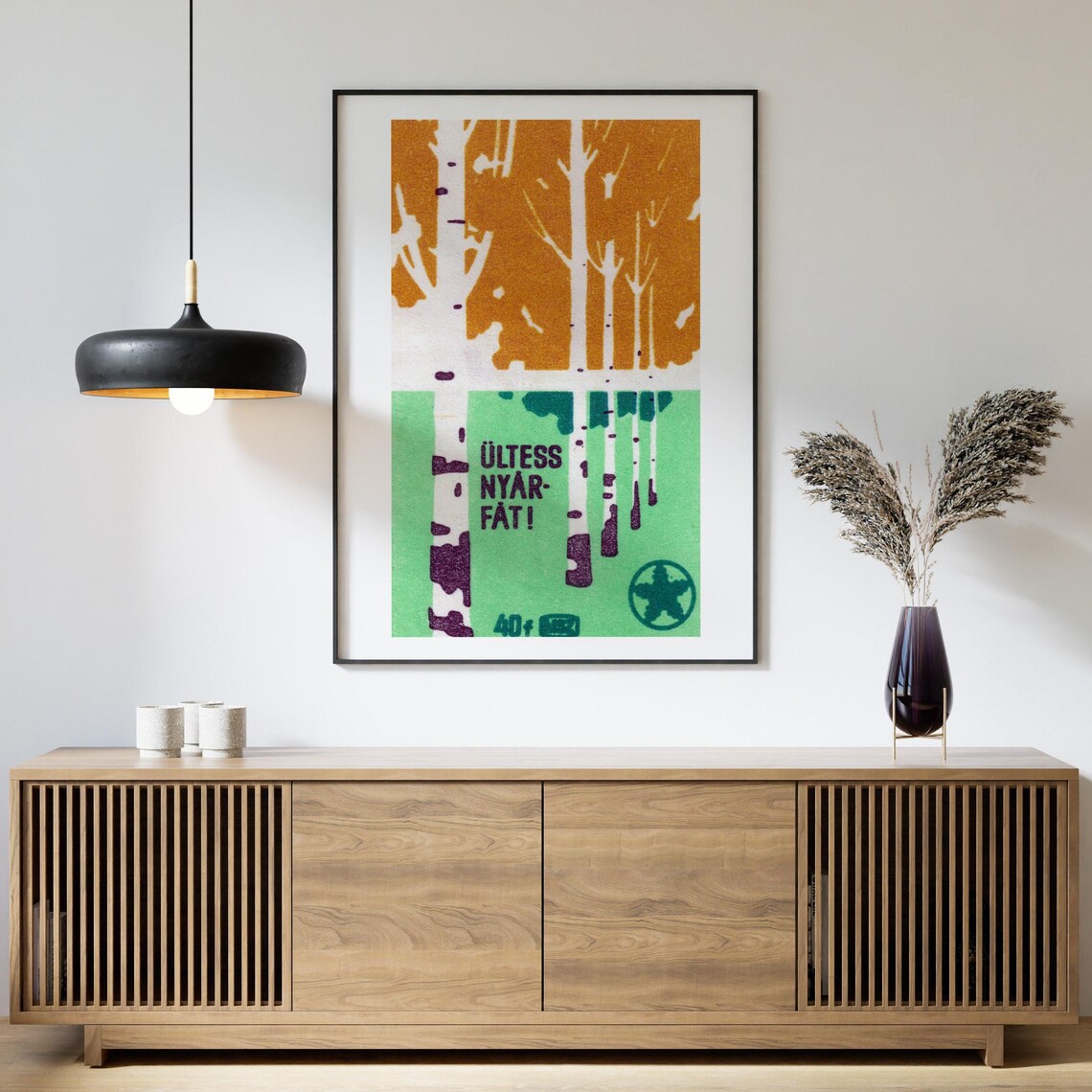 Plant Summer Trees Birch Vintage Hungarian Matchbox Label Art Poster - Image 4