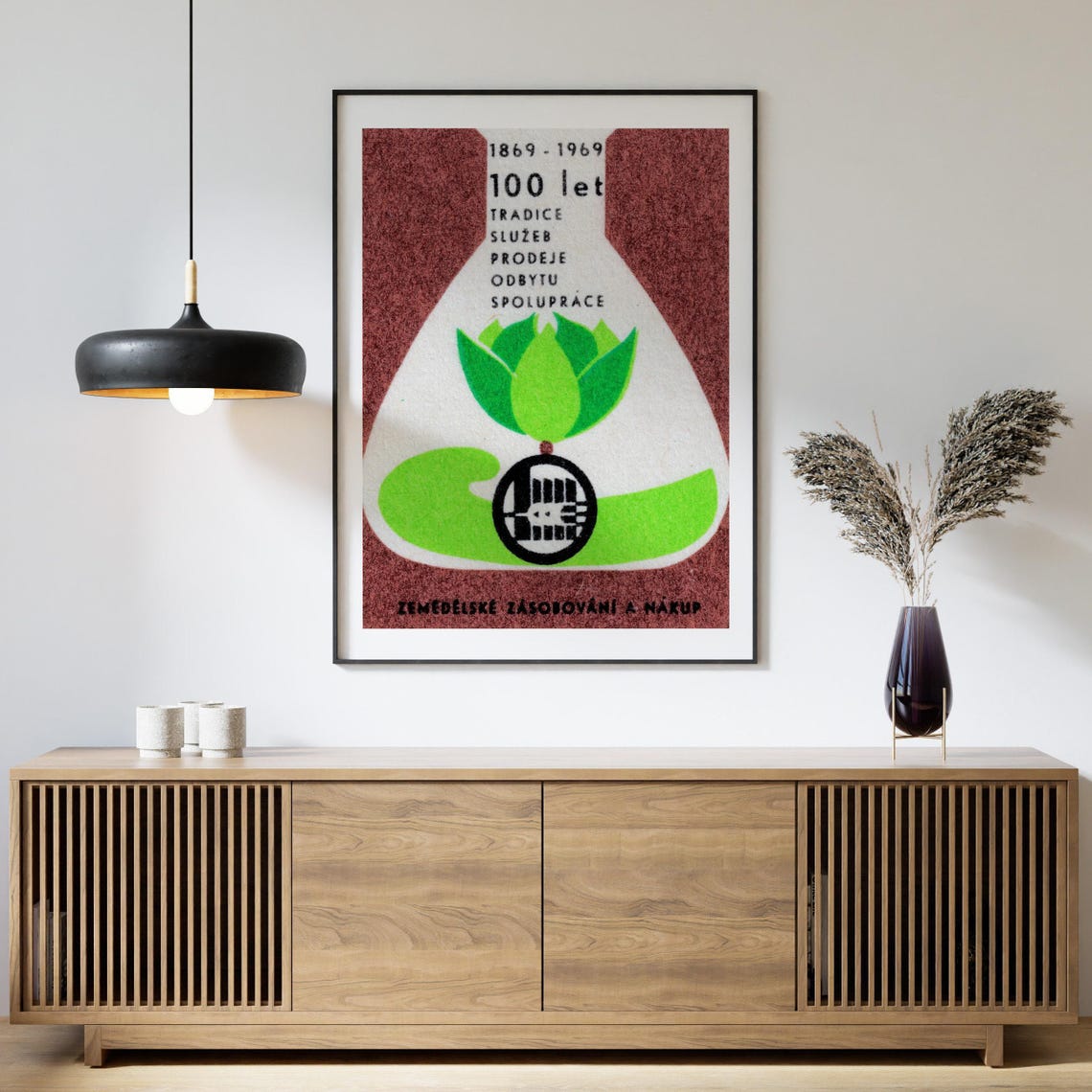 Czech 100 Years Agricultural Cooperative 1969 Flask Emblem Poster - Image 4