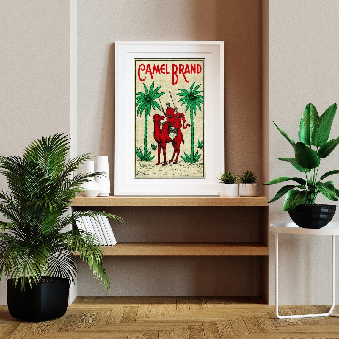 Camel Brand Red Camel Riders Palm Trees Vintage Desert Poster - Image 2