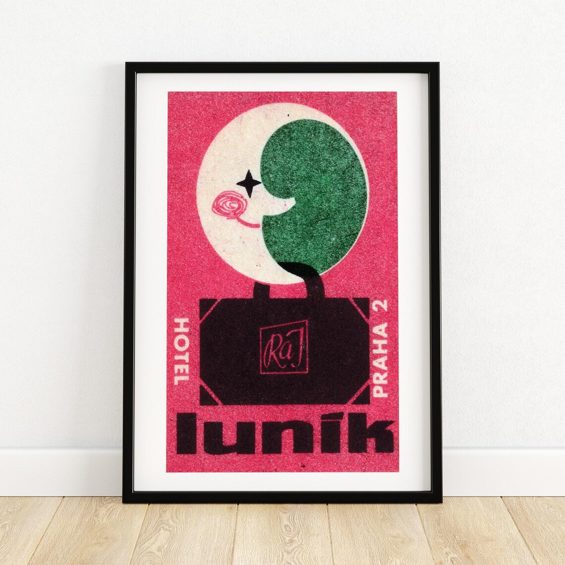 Moon Hotel Matchbox Print, Vintage Eastern Europe