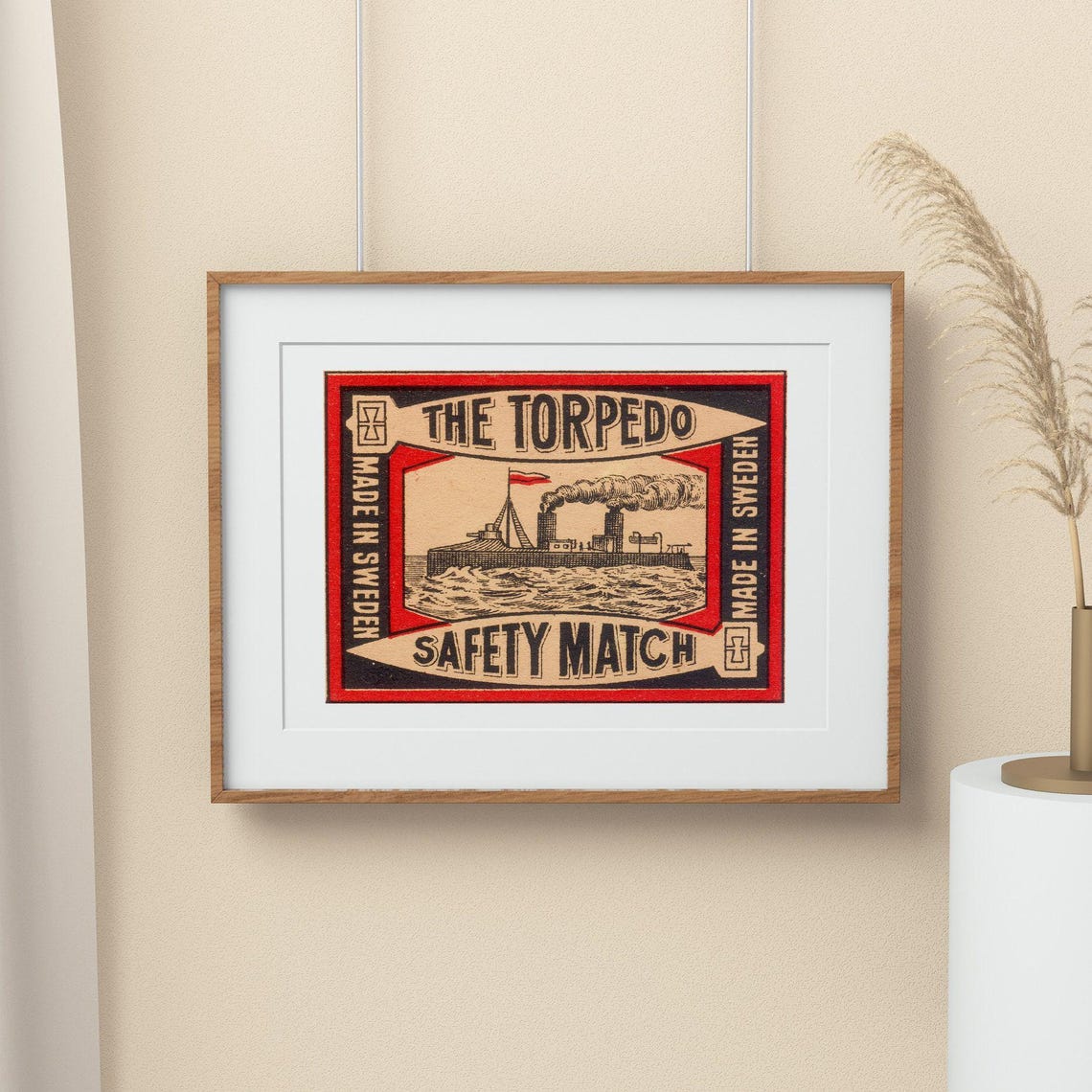 The Torpedo Safety Match Red Border Vintage Swedish Label Art Poster - Image 2