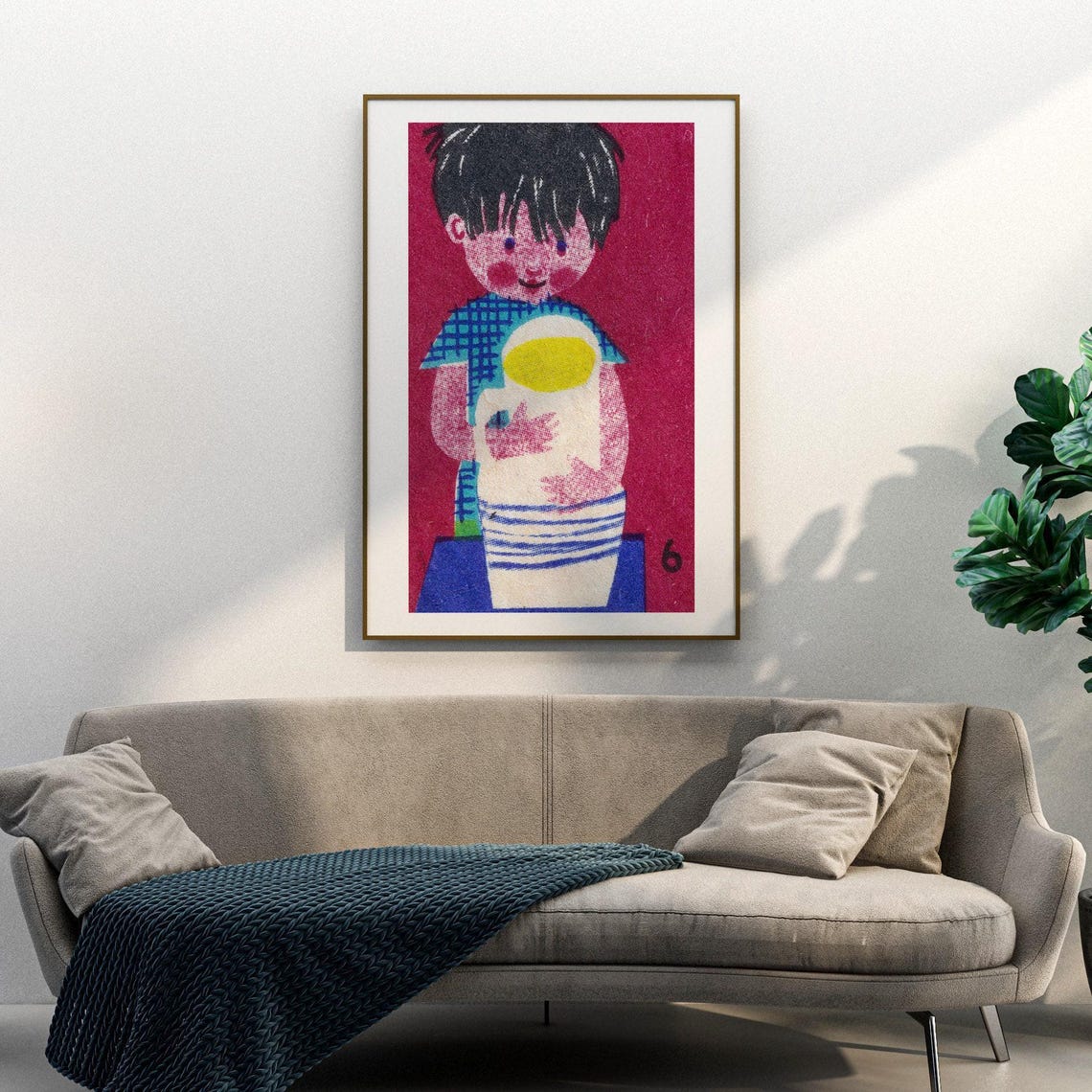 Boy With Soup Mug Cute Child Vintage Eastern Matchbox Poster - Image 3