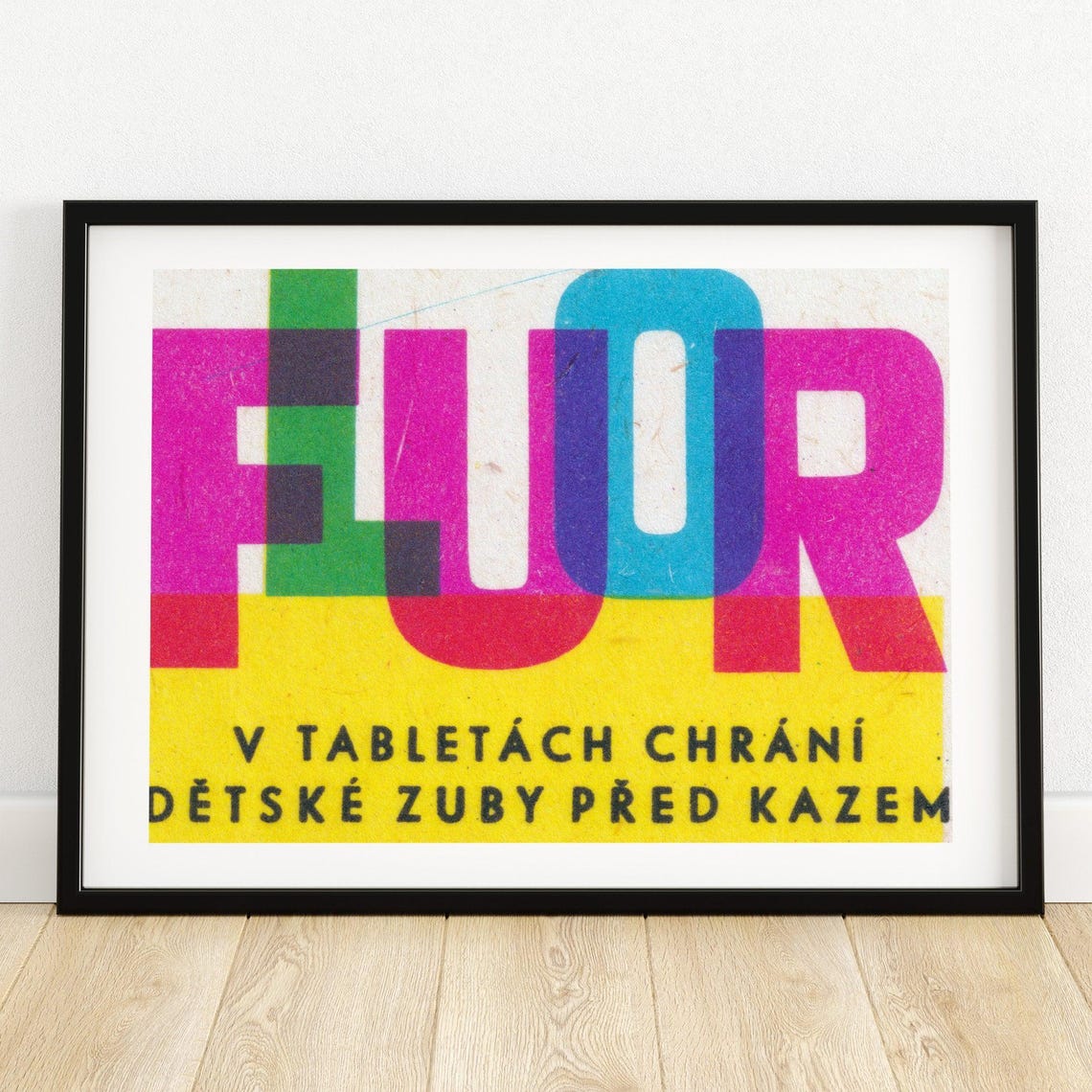 Fluor Dental Tablets Kids Teeth Vintage Matchbox Label Poster