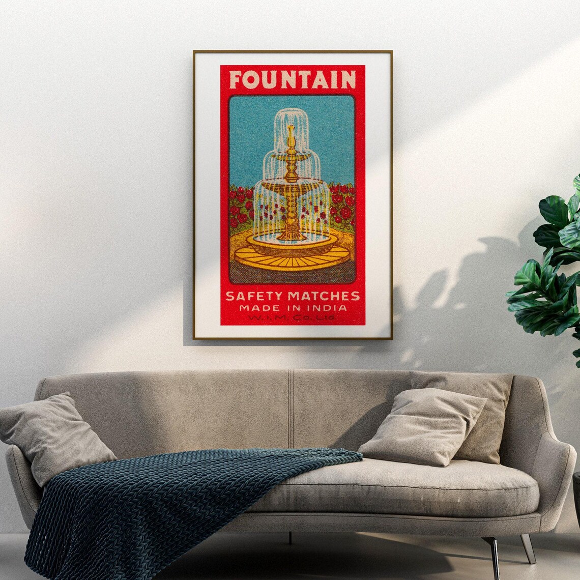 Vintage Sweden Matchbox Poster Print, Fountain - Image 3