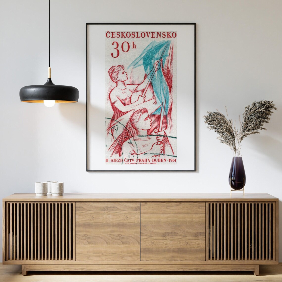 Czechoslovakia 1961 CSTV Sports Congress Prague Stamp Art Poster - Image 4