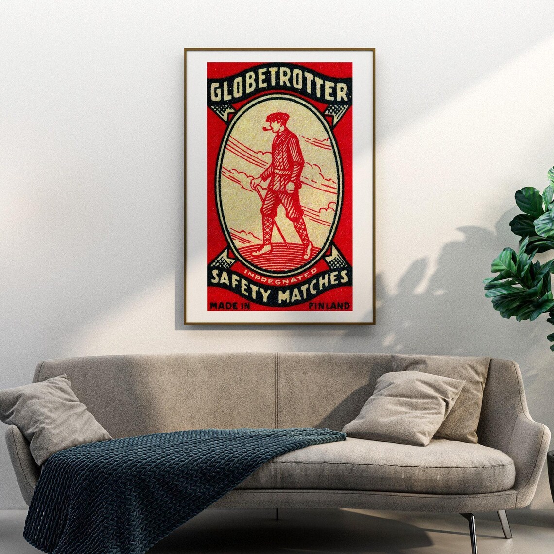 Red Traveller Matchbox Vintage Dutch Art Print - Image 3